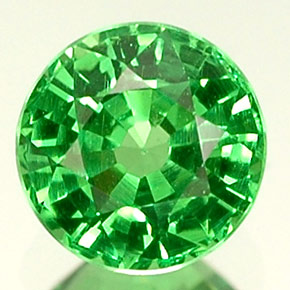 granate tsavorita Verde intenso natural de 0.39 ct, Corte Redondo, VVS-VS