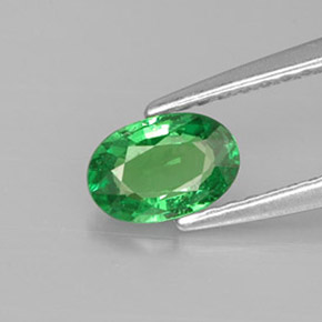 Granate tsavorita verde natural de 0,56 ct, corte óvalo, VS
