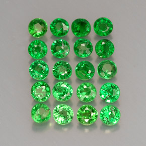 Gemas de granate tsavorita verde natural de  ct, corte redondo, VS