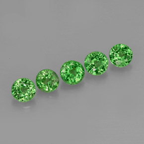 Gemas de granate tsavorita verde natural de  ct, corte redondo, VS