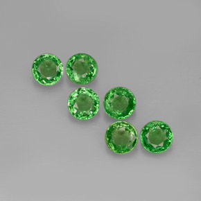 Gemas de granate tsavorita verde natural de  ct, corte redondo, VS