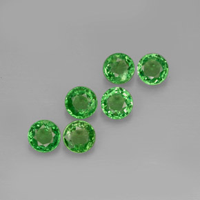 Gemas de granate tsavorita verde natural de  ct, corte redondo, VS