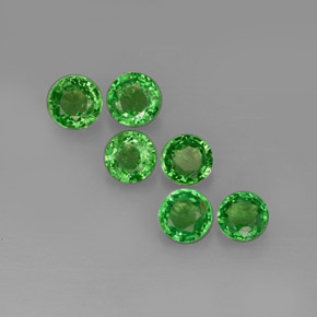 Gemas de granate tsavorita verde natural de  ct, corte redondo, VS