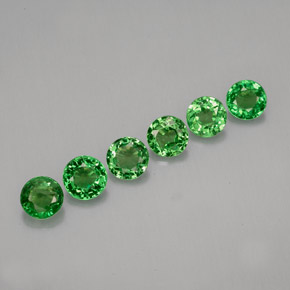 Gemas de granate tsavorita verde natural de  ct, corte redondo, VS