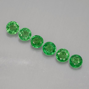 Gemas de granate tsavorita verde natural de  ct, corte redondo, VS