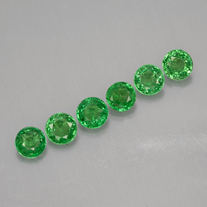 Gemas de granate tsavorita verde natural de  ct, corte redondo, VS