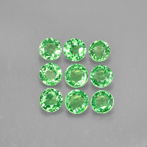 Gemas de granate tsavorita verde natural de  ct, corte redondo, VS