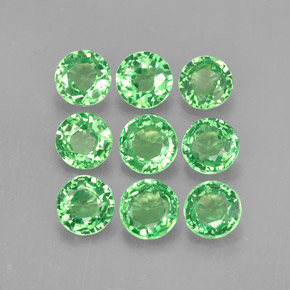 Gemas de granate tsavorita verde natural de  ct, corte redondo, VS