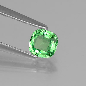 Granate tsavorita verde natural de 0,44 ct, corte cojín, VVS-VS