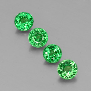 Gemas de granate tsavorita verde natural de  ct, corte redondo, VS