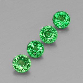 Gemas de granate tsavorita verde natural de  ct, corte redondo, VS