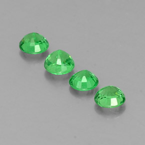 Gemas de granate tsavorita verde natural de  ct, corte redondo, VS