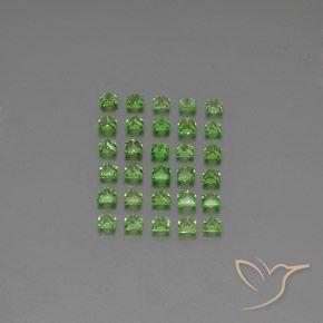 Gemas de Granate tsavorita Verde vivo natural de 2.67 ct, Cuadrado, VVS-VS