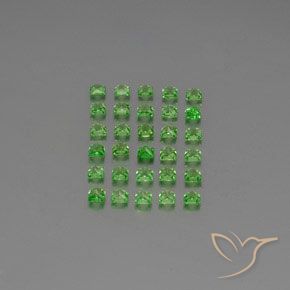 Gemas de Granate tsavorita Verde vivo natural de 2.74 ct, Cuadrado, VVS-VS