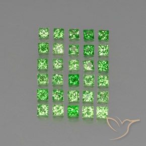 Gemas de Granate Tsavorita Verde eléctrico natural de 2.96 ct, Cuadrado, VVS-VS