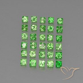 Gemas de Granate tsavorita Verde medio natural de 2.70 ct, Cuadrado, VVS-VS