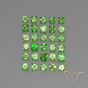 Gemas de Granate tsavorita Verde claro natural de 2.54 ct, Cuadrado, VVS-VS