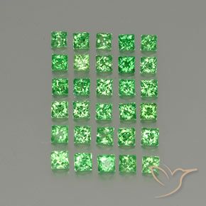 Gemas de Granate tsavorita Verde claro natural de 2.81 ct, Cuadrado, VVS-VS