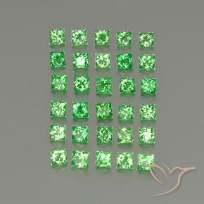 Gemas de Granate tsavorita Verde claro natural de 2.57 ct, Cuadrado, VVS-VS