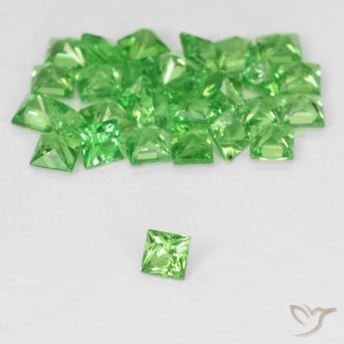 Gemas de Granate Tsavorita Verde claro natural de 2.41 ct, Cuadrado, VVS-VS