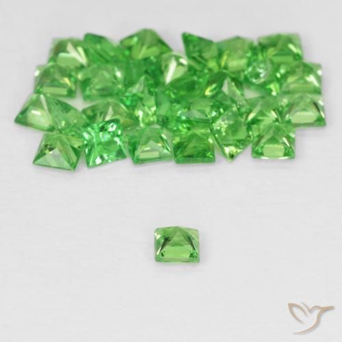 Gemas de Granate Tsavorita Verde claro natural de 2.41 ct, Cuadrado, VVS-VS