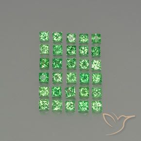 Gemas de Granate tsavorita Verde eléctrico natural de 2.79 ct, Cuadrado, VVS-VS