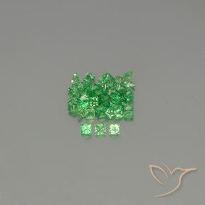 Gemas de granate tsavorita Verde eléctrico natural de 2.13 ct, Cuadrado, VVS-VS