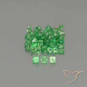 Gemas de granate tsavorita Verde eléctrico natural de 2.13 ct, Cuadrado, VVS-VS