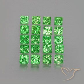 Gemas de Granate tsavorita Verde eléctrico natural de 1.31 ct, Cuadrado, VVS-VS