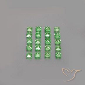 Gemas de Granate tsavorita Verde eléctrico natural de 1.31 ct, Cuadrado, VVS-VS