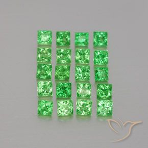 Gemas de Granate tsavorita Verde claro natural de 1.54 ct, Cuadrado, VVS-VS