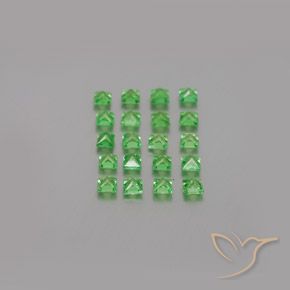 Gemas de Granate tsavorita Verde claro natural de 1.54 ct, Cuadrado, VVS-VS