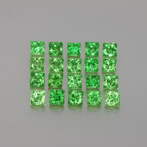 Gemas de granate tsavorita verde natural de  ct, cuadrado, VVS-VS