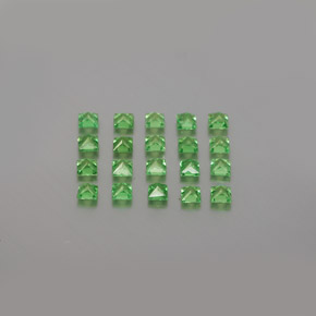 Gemas de granate tsavorita verde natural de  ct, cuadrado, VVS-VS
