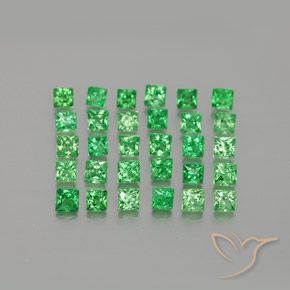 Gemas de Granate tsavorita Verde claro natural de 1.73 ct, Cuadrado, VVS-VS