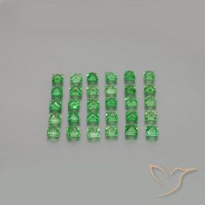 Gemas de Granate tsavorita Verde claro natural de 1.73 ct, Cuadrado, VVS-VS