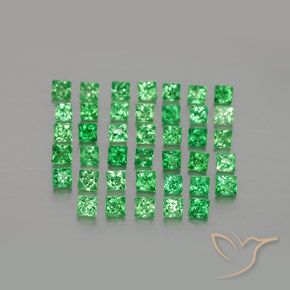 Gemas de Granate tsavorita Verde medio natural de 1.68 ct, Cuadrado, VVS-VS