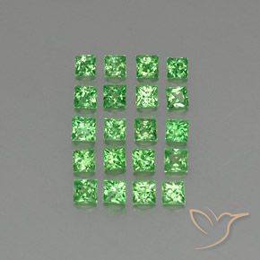 Gemas de Granate tsavorita Verde claro natural de 1.78 ct, Cuadrado, VVS-VS