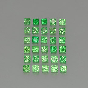 Gemas de granate tsavorita verde natural de 1,42 ct, cuadrado, VVS-VS