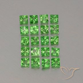 Gemas de Granate tsavorita Verde vivo natural de 1.34 ct, Cuadrado, VVS-VS
