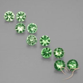 Gemas de Granate tsavorita Verde claro natural de 1.91 ct, Redondo, VS