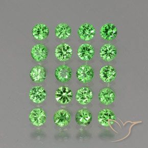 Gemas de granate tsavorita Verde eléctrico natural de 2.24 ct, Corte Redondo, VS