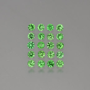 Gemas de granate tsavorita Verde medio natural de 1.76 ct, Corte Redondo, VVS-VS