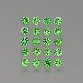 Gemas de granate tsavorita Verde medio natural de 1.76 ct, Corte Redondo, VVS-VS