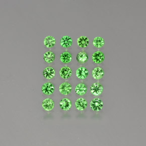Gemas de granate tsavorita Verde medio natural de 2.00 ct, Corte Redondo, VVS-VS