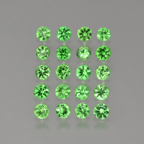 Gemas de granate tsavorita Verde medio natural de 2.00 ct, Corte Redondo, VVS-VS