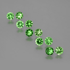 Gemas de granate tsavorita Verde eléctrico natural de 1.86 ct, Corte Redondo, VS