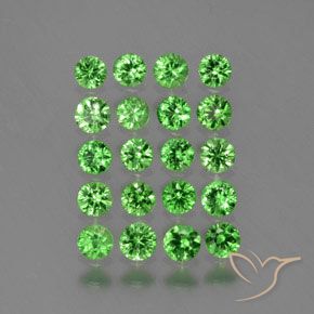 Gemas de Granate tsavorita Verde eléctrico natural de 1.70 ct, Redondo, VVS-VS