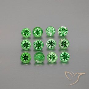 Gemas de granate tsavorita Verde intenso natural de 2.36 ct, Corte Redondo, VVS-VS