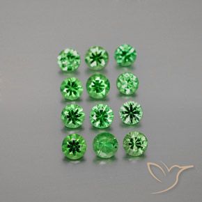 Gemas de granate tsavorita Verde intenso natural de 2.36 ct, Corte Redondo, VVS-VS
